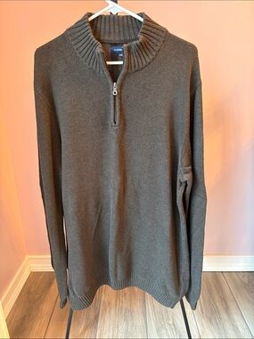 croft & barrow Brown Zip-Up Knit Pullover